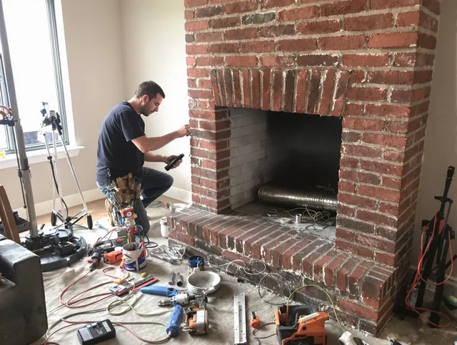 Wrentham Chimney Sweep specialist finalizing chimney liner service in Wrentham, MA