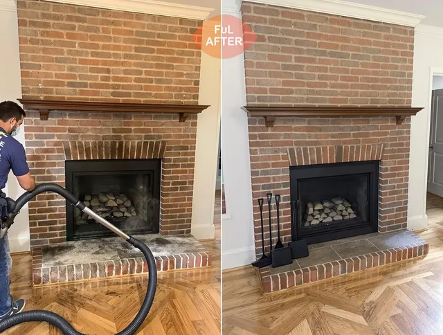 Wrentham Chimney Sweep carefully sanitizing a fireplace in Wrentham, MA