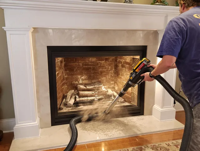 Fireplace cleaning performed by Wrentham Chimney Sweep in Wrentham, MA