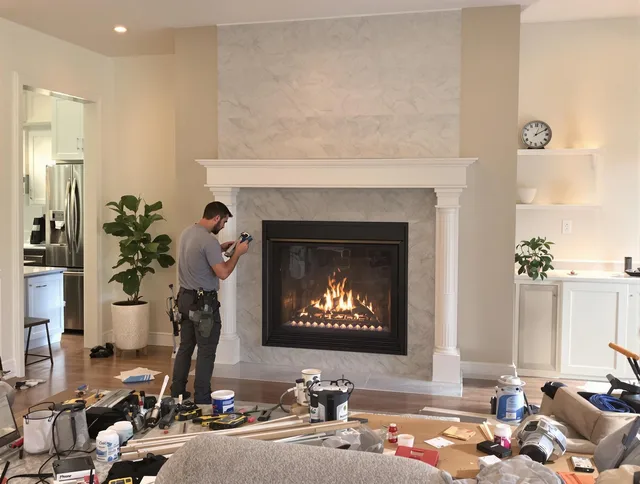 Newly installed fireplace by Wrentham Chimney Sweep in Wrentham, MA